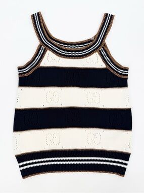 Gucci sleeves striped knit perforated GG Metallic Tank Top